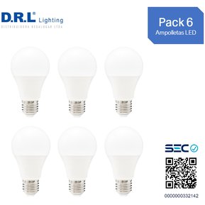 Pack 6 Ampolletas Led A58 9W Luz Cálida - Imagen 3