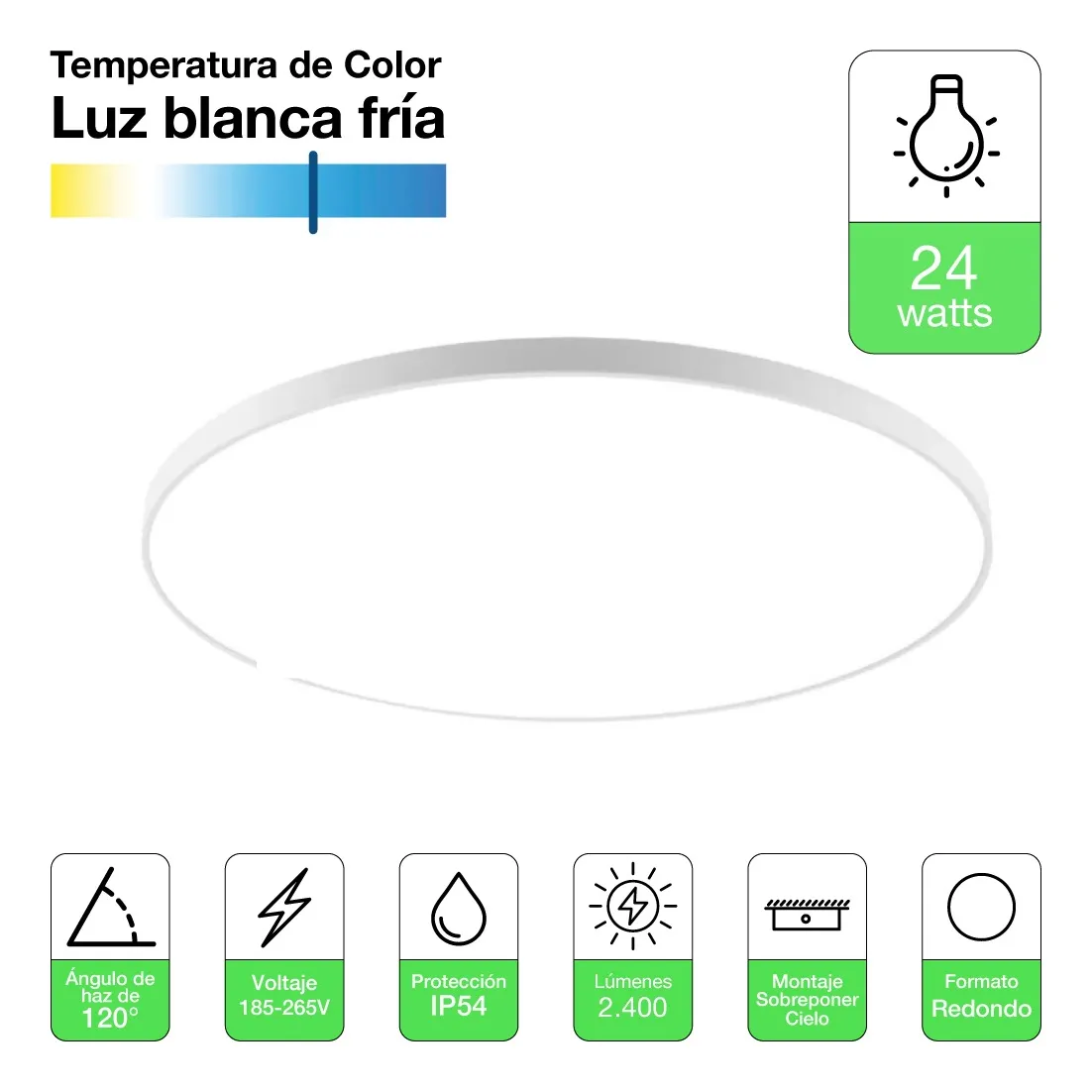 Plafón Led Ultra Plano -Baño y Cocina IP54 - Imagen 6